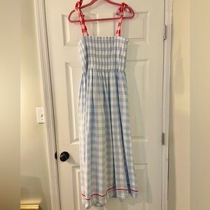 Buffalo Check Blue and White ric rac Dress